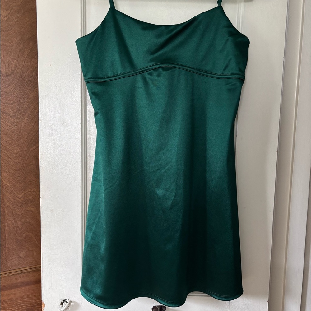 Elegant Green Satin Dress